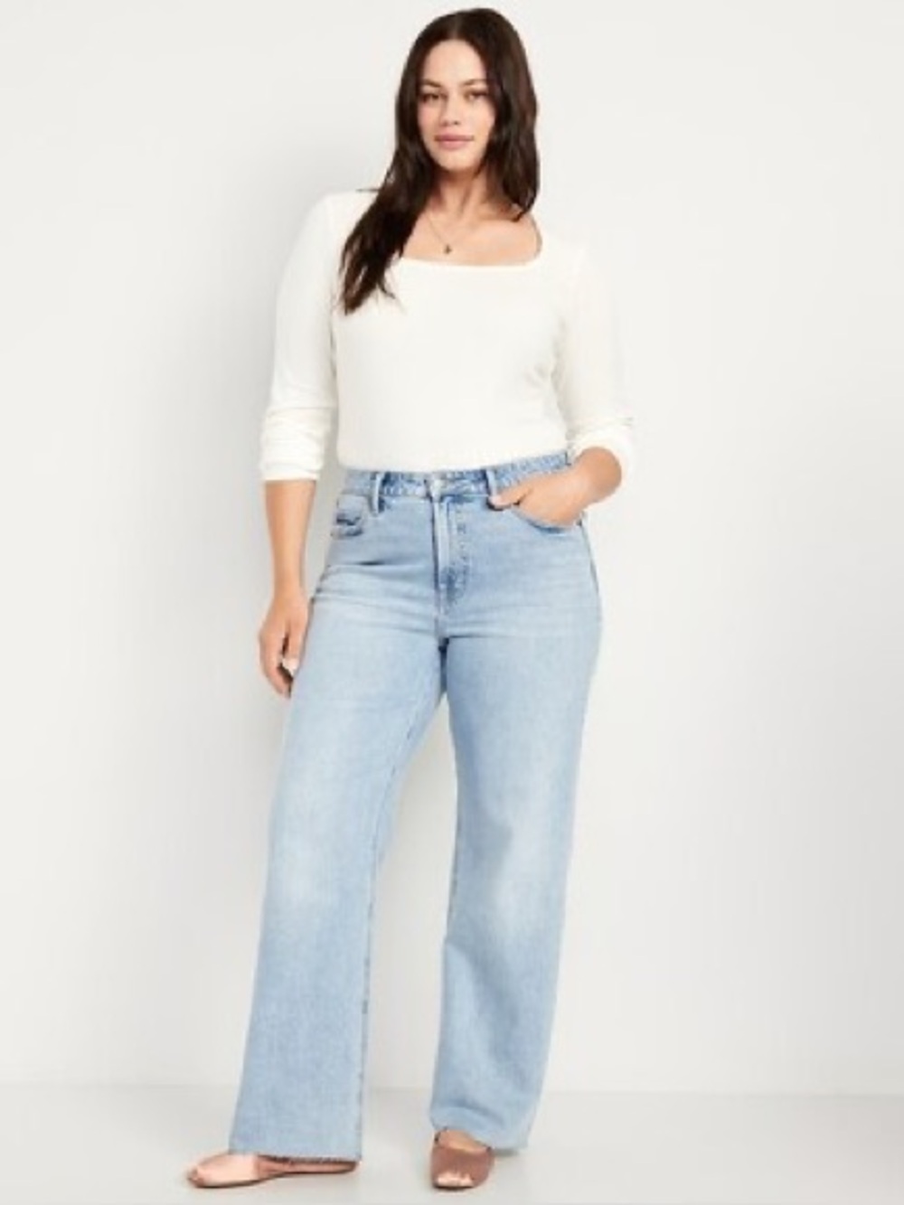 Old Navy Extra High Rise Curvy Wide Leg Jeans Light Wash NWT